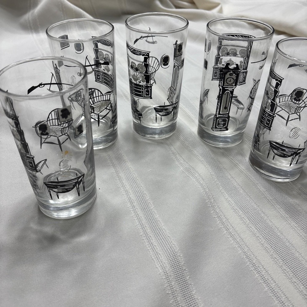 Libbey Colonial Homestead Vintage Drinking Glasses High Ball Set of 5